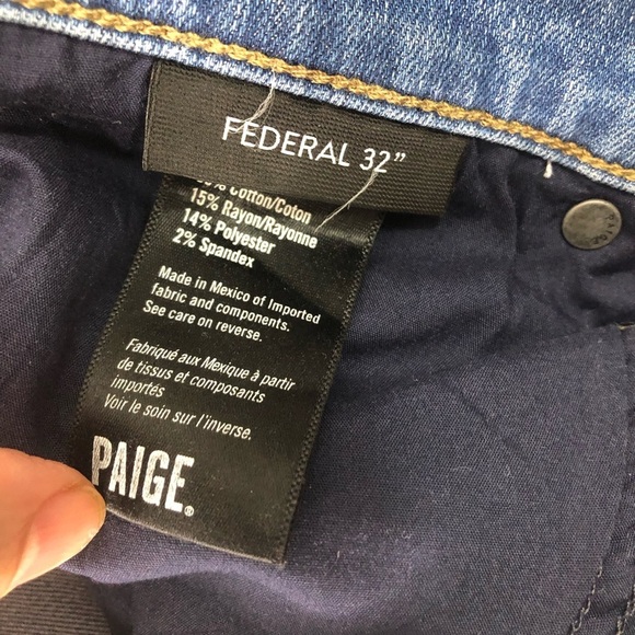 Paige Federal Jeans Men Sz 36X30 Light Wash Irwin Slim Straight Stretch Casual - Picture 5 of 8